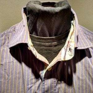 RARE Robert Graham Button Up Striped with Floral Cuffs